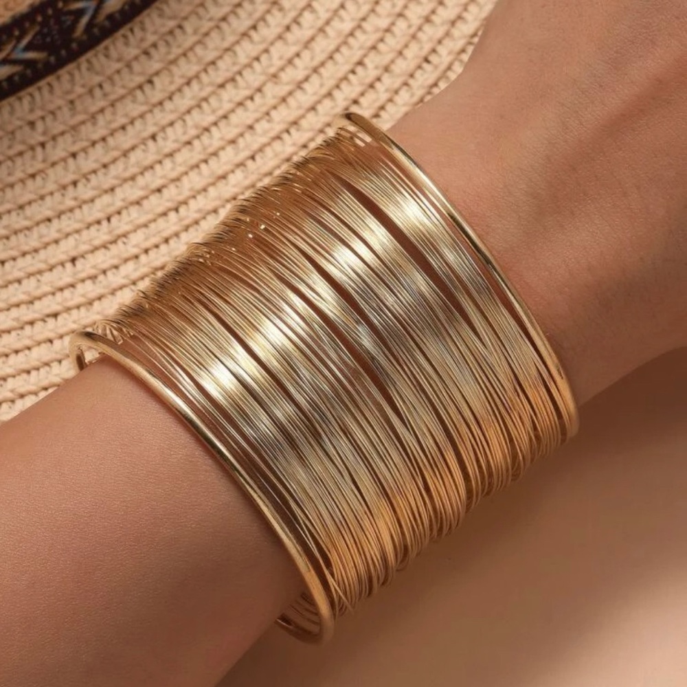 New Bracelets Gold Plated Open Cuff Bangles